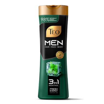 Шампунь 350 мл ТЕО Menthol/Charcoal Men Nature 3в1 п/флакон 
