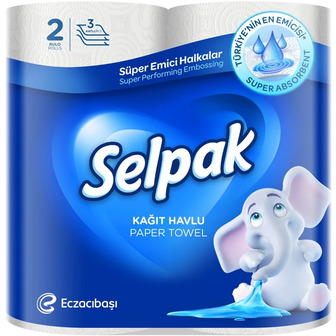 Рушники паперові Selpak 3 шари, 80 відривів, 2 рулони