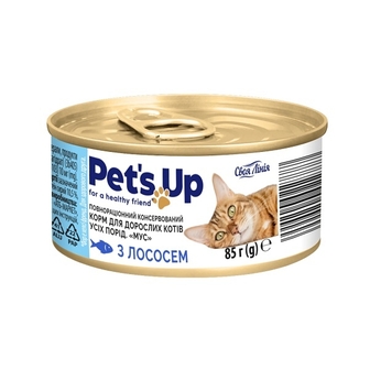 Корм 85 г Своя Лінія Pet's Up для котів Мус з лососем з/б 
