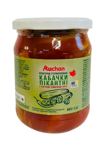 Закуска Auchan кабачки мариновані в томатному соусі 460 г (4823090135409)