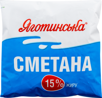 Сметана Яготинська 15% 350г п/е