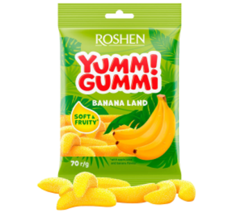 Цукерки Roshen Yummi Gummi Banana Land 70г