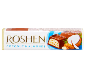 Батончик Roshen з кокосом та мигдалем мол.-шок.38г