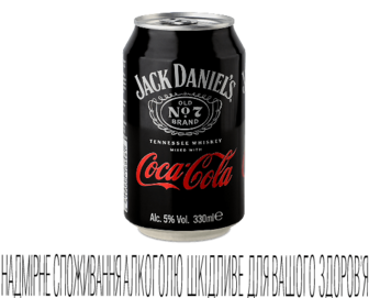 Напій слабоалкогольний Jack Daniel's Tennessee Whiskey&Coca Cola з/б (0,33л)