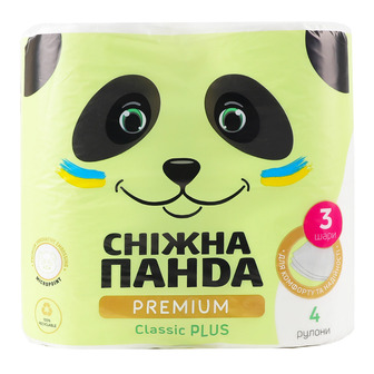 Туалетний папір Сніжна панда Classic Plus Premium 3 шари 4 рулони (4820183972828)