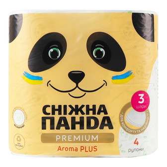 Туалетний папір Сніжна панда Aroma Plus Premium 3 шари 4 рулони (4820183972880)