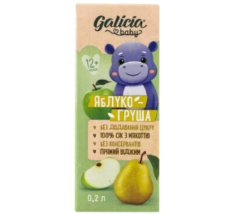 Сік Galicia Baby яблучно-грушевий 0,2 л ТПАК