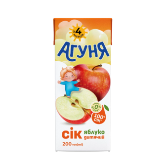 Дитячий сік Агуня яблуко, 200 мл