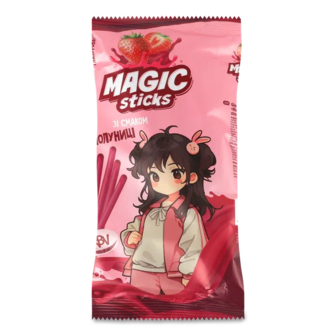 Соломка KBV Magic sticks глазур зі смаком полуниці (60г)