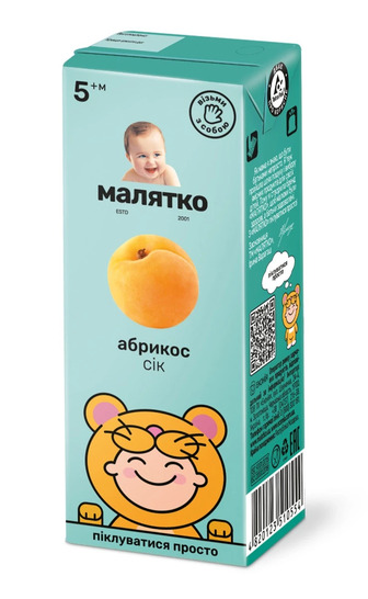 Дитячий сік Малятко Абрикос, 200 мл