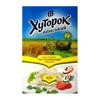 Рис пропарений в пакетиках Хуторок Панський, 4 шт., 400 г