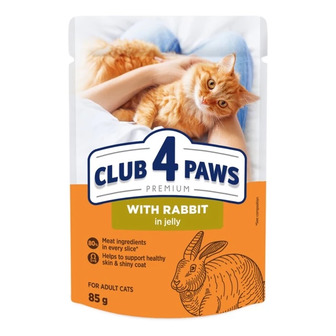 Вологий корм Club 4 Paws для дорослих котів з кроликом в желе 85 г (4820269142510)