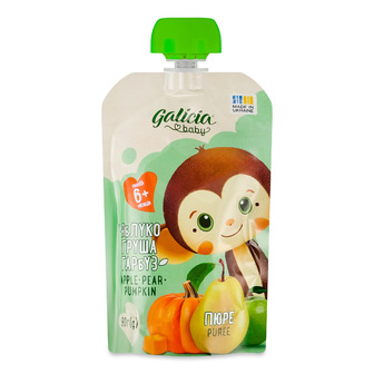 Пюре Galicia Baby Яблуко-груша-гарбуз для дітей від 6-ти місяців 90 г (4820209564440)