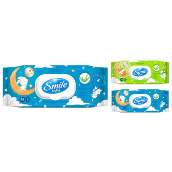 Серветки дитячі Smile Baby вологі ультрам'які з екстрактом алое 84 шт (4823071646863)