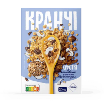 Кранчі PREMIA з кокосовими чипсами та шоколадом, 375г (375г) (375г)