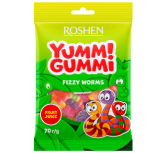 Цукерки Roshen Yummi Gummi Fizzy Worms 70г