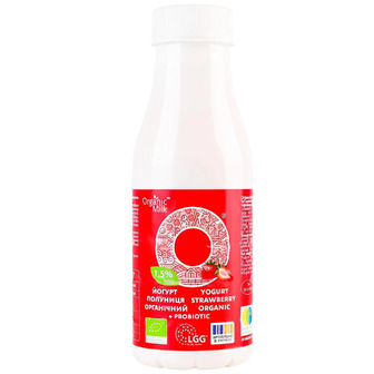 Йогурт Organic Milk Полуниця органічний 1.5% 280 г (4820178811644)