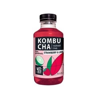 Напій бродіння 0,5кг Vit-Fit Kombucha Чайний Гриб Полуниця-лайм п/бут 