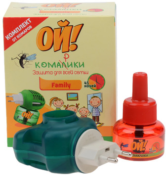 Електрофумігатор і рідина від комарів Ой! Комарики Family на 45 ночей, 30 мл (4820212940156)