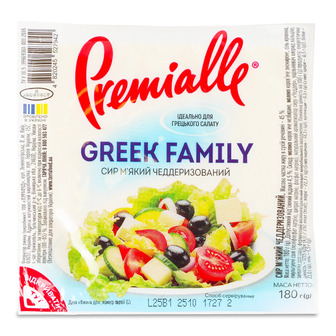 Сир Premialle Greek Family м'який чеддеризований 45% 180 г (4820245527942)