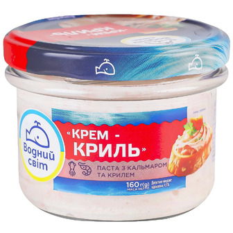 Крем-криль Водний Світ паста з кальмаром та крилем, 160 г (4820088415123)