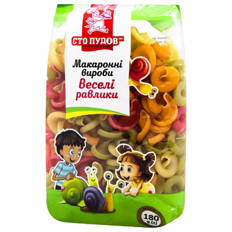 Макаронні вироби Сто Пудів Веселі равлики 180 г (4820168883972)