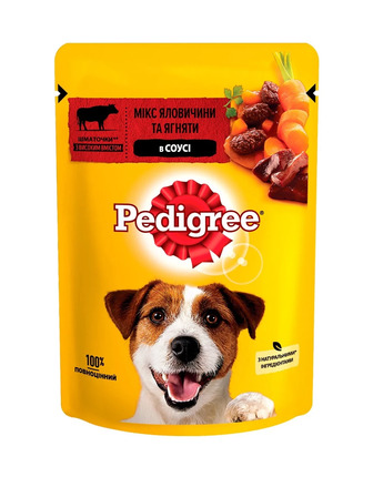 Корм вологий для дорослих собак усіх порід Pedigree Vital Protection з яловичиною та ягням в соусі 100 г (5900951262531)