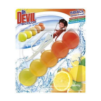Підвісний блок для унітазу Dr. Devil WC BiColor Лимонна свіжість 35 г (8595025829740)