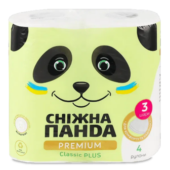 Папір туалетний Сніжна панда Premium Classic Plus (4шт)