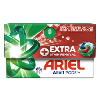 Засіб Ariel All-in-1 Pods+ Extra Stain Removal Екстрасила виведення плям капсули для прання 19х24,5г