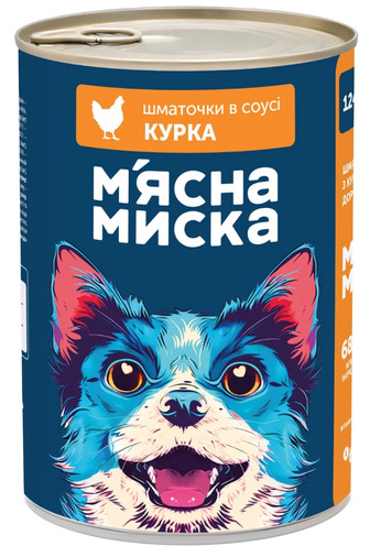 Корм вологий для дорослих собак М'ясна миска шматочки в соусі з куркою, 1240 г