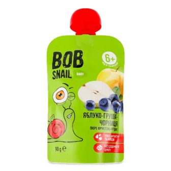 Пюре Bob Snail Baby яблуко, груша та чорниця д/п (90г)