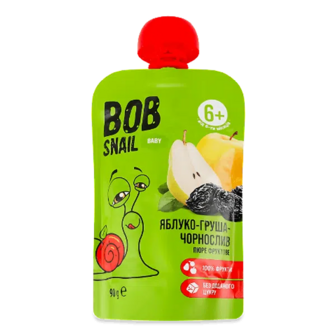Пюре Bob Snail Baby яблуко, груша та чорнослив д/п (90г)