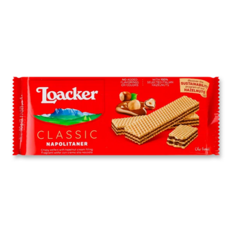 Вафлі Loacker Classic Napolitaner з горіховою начинкою (90г)