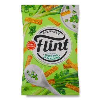 Сухарики Flint пшенично-житні зі смаком сметана із зеленню (60г)