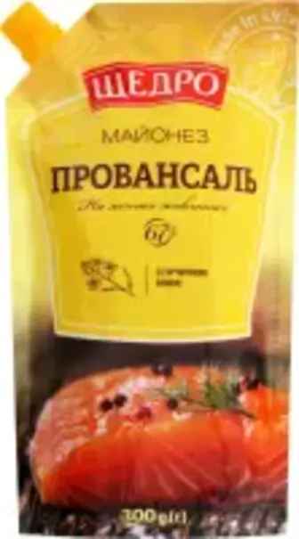 Майонез ЩЕДРО Провансаль на яєчних жовтках з гірчичною олією 67% дой/пак з дозатором 300г