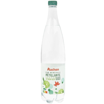 Вода мінеральна Auchan Лайм без цукру сильногазована 1 л (2000000014593)