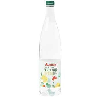 Вода мінеральна Auchan Лимон без цукру сильногазована 1 л (2000000014609)