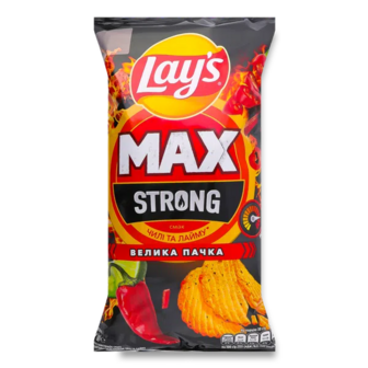 Чипси Lay's Max Strong зі смаком чилі та лайму (140г)