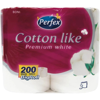 Папір туалетний Perfex Cotton Like Premium White 3 шари 4 рулони (8606102287329)