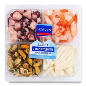 Асорті Norven з морепродуктів варене охолоджене, 400г (400г)