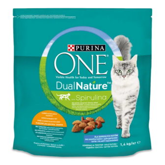 Корм для котів ONE DualNature зі спіруліною сухий (1,4кг)