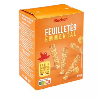 Крекери Auchan зі смаком сиру Ементаль 85 г (3596710457304)