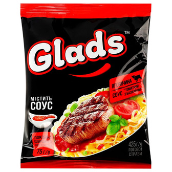 Локшина Glads Яловичина та томатний соус з базиліком 75 г (4820179258721)
