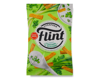 Сухарики Flint пшенично-житні зі смаком сметана із зеленню (60г)