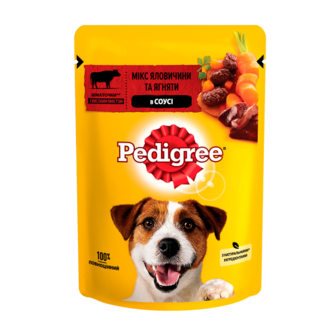 Вологий корм PEDIGREE з яловичиною та ягням для дорослих собак 100 g(г) 