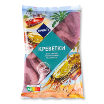 Креветки «Премія»® в панцирі глазуровані свіжоморожені 40/50, 1кг (1кг)