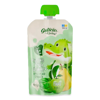 Пюре Galicia Baby яблучно-грушево-шпинатне (90г)