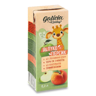 Сік Galicia Baby яблуко-персик з м'якоттю (0,2л)