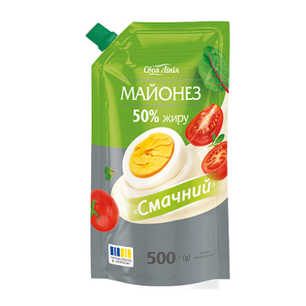 Майонез 0,5 кг Своя лінія 50% Смачний д/пак 